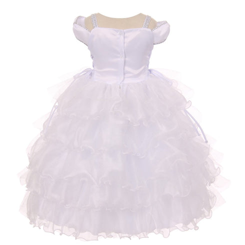 Rainkids Little Girls White Ruffles Virgin Mary Embroidery Baptism Dress 2-6 - SophiasStyle.com